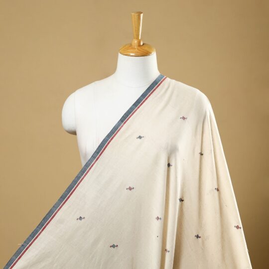 SOUTH KARGHA Beige - Handspun Handloom Natural Dyed Cotton Kora Jamdani Fabric 44