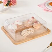 Nestasia Rectangle Wooden Cake Stand With Cloche