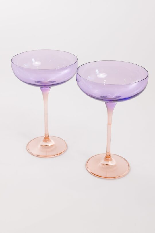 Estelle Colored Glass Estelle Colored Champagne Coupe - Set of 2 {Colorblock: Lavender+ Blush Pink} - view 2