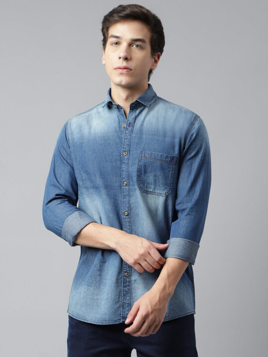 BlackTree Men Blue Standard Fit Solid Casual Shirt