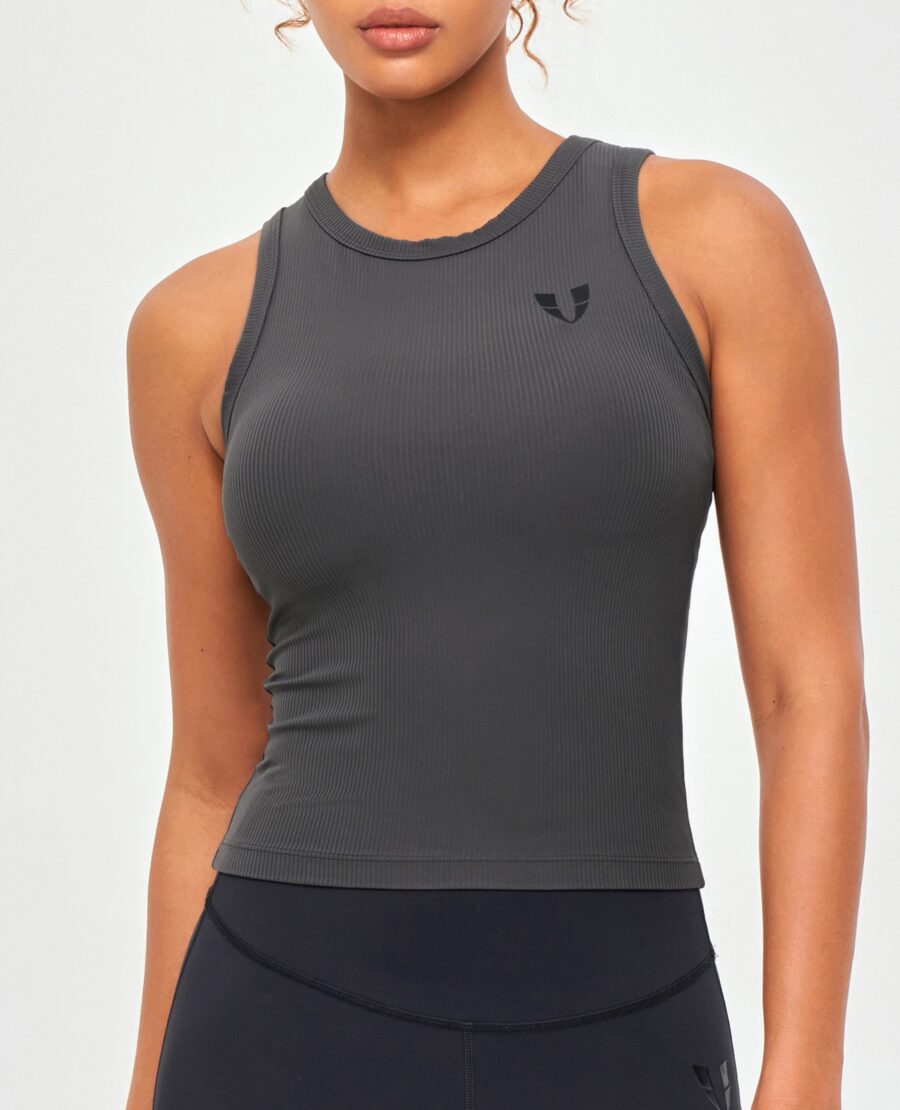 FIRM ABS Ribbed Workout Tank - Lava Gray