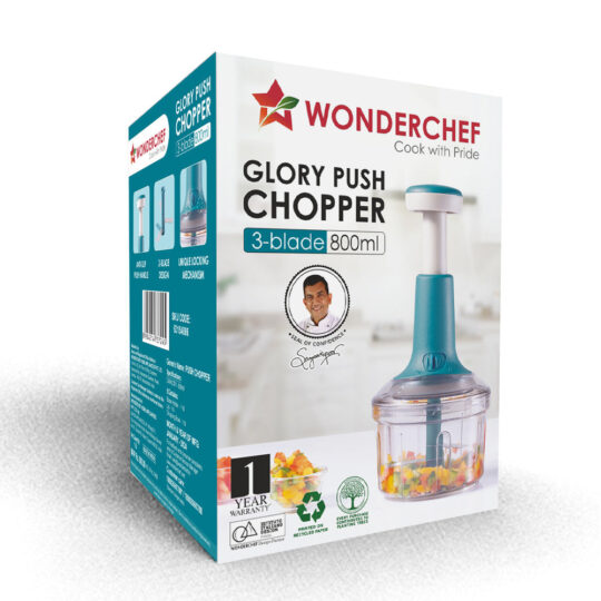 Glory Push Chopper | 800 ml | 3 Stainless Steel Blades by blacktree - view 2
