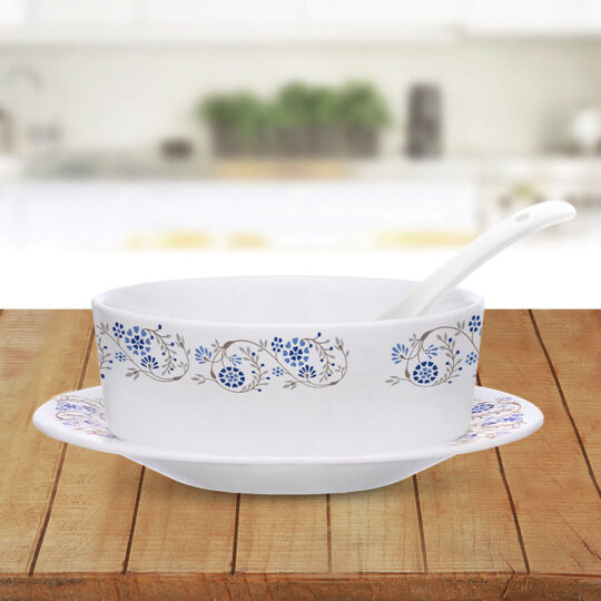My Borosil Larah by Borosil Mist Soup Bowl w Saucer Set