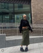 Normore Denim Cargo Skirt – Green