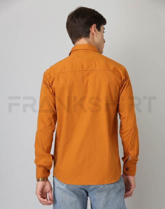 BlackTree Frankshirt Double Pocket Mustard Solid Tailored Fit Cotton Casual Shirt for Man - view 2