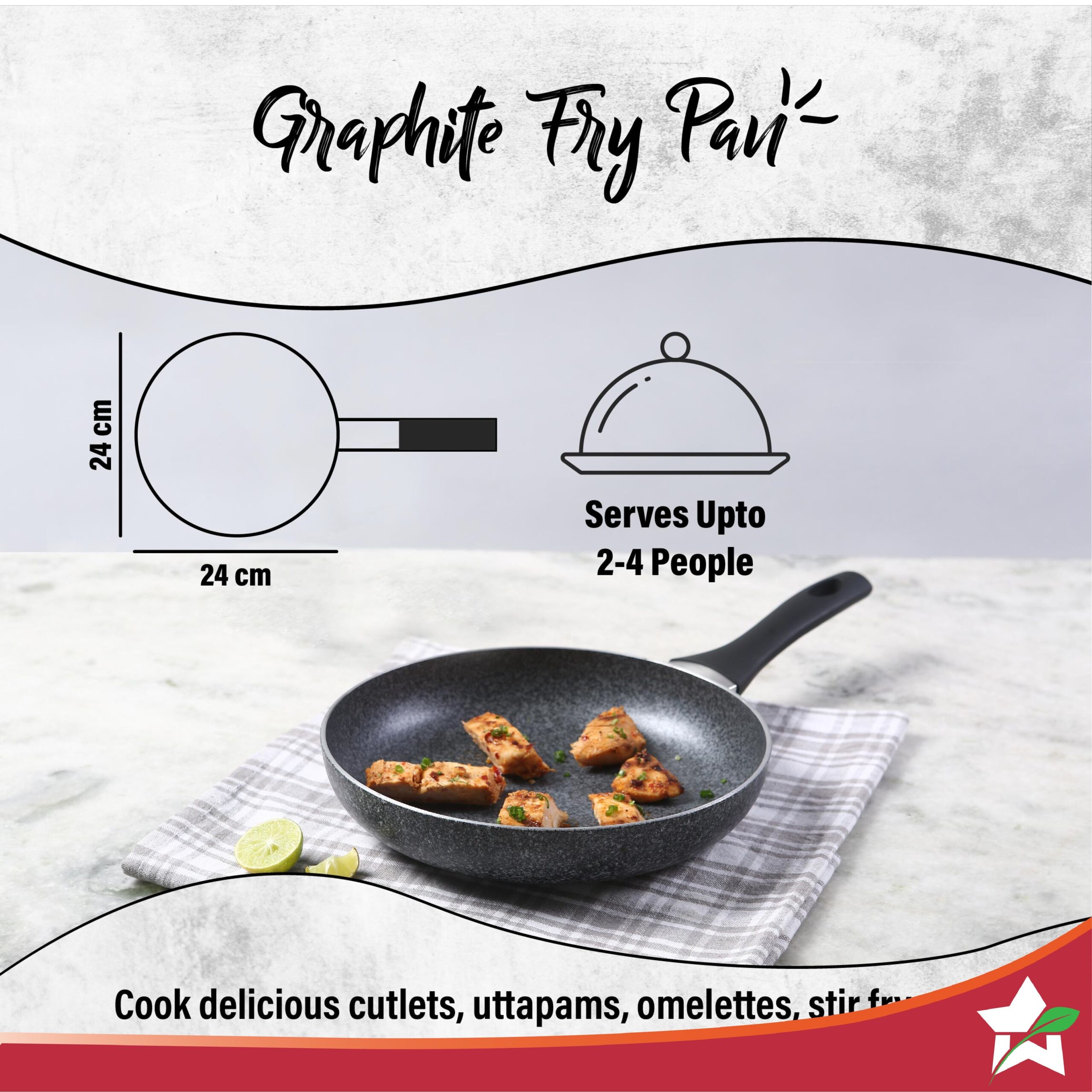 Graphite Frypan 24 cm, 3 Years Warranty by blacktree - view 4