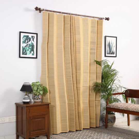 ITOKRI CRAFTS INITIATIVE Yellow - Madur Grass Handwoven Door Curtain of Midnapore (7 x 4 in)