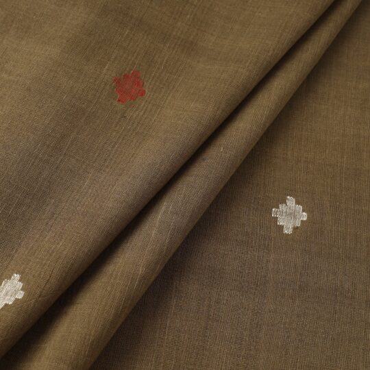 SOUTH KARGHA Brown - Handspun Handloom Natural Dyed Cotton Jamdani Fabric 07 - view 2