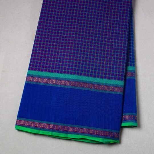 SOUTH KARGHA Blue - Cotton Kanchipuram Fabric with Thread Border 44 - view 2