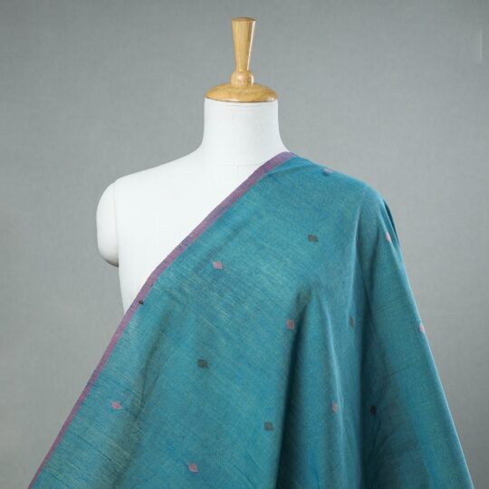 CREYO Blue - Godavari Jamdani Buta Pure Handloom Cotton Fabric