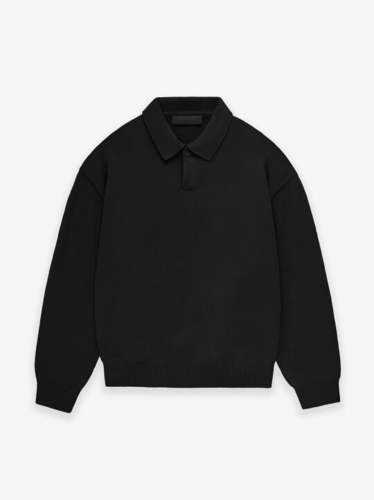 Essentials Knit Polo – Jet Black