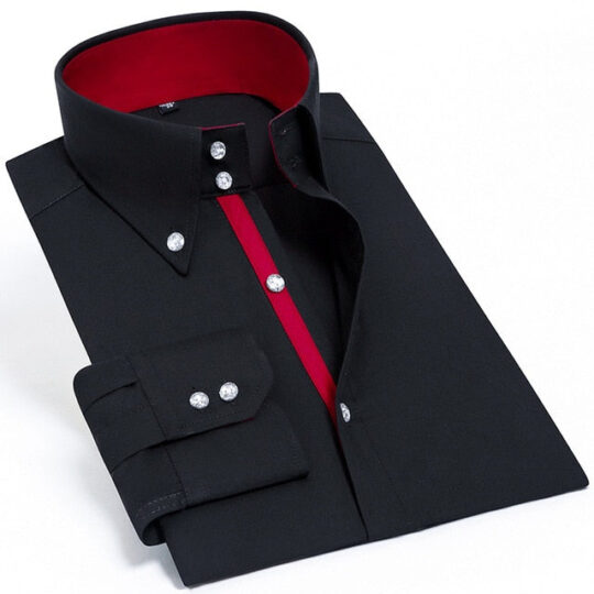 Casual Long Sleeve Slim-Fit Hand Sewing Men's Shirts.