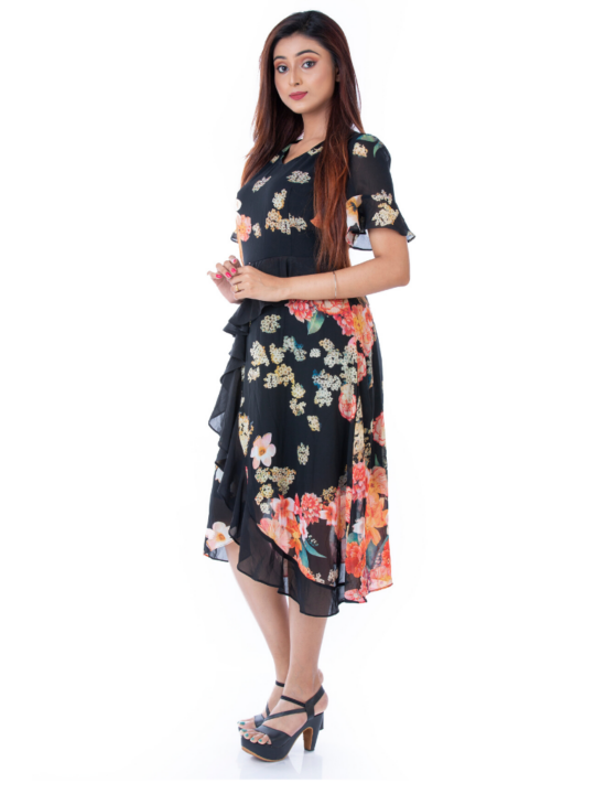 BLACKTREE BLACK FLORAL DRESS.