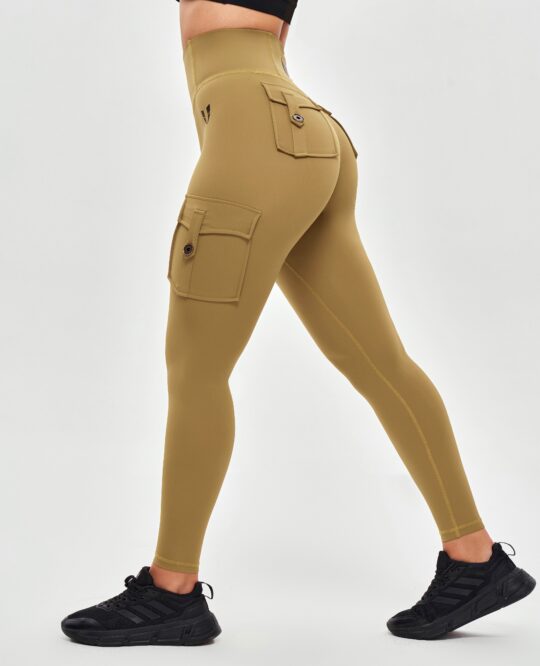 FIRM ABS High Waisted Cargo Leggings - Deer Brown - view 2