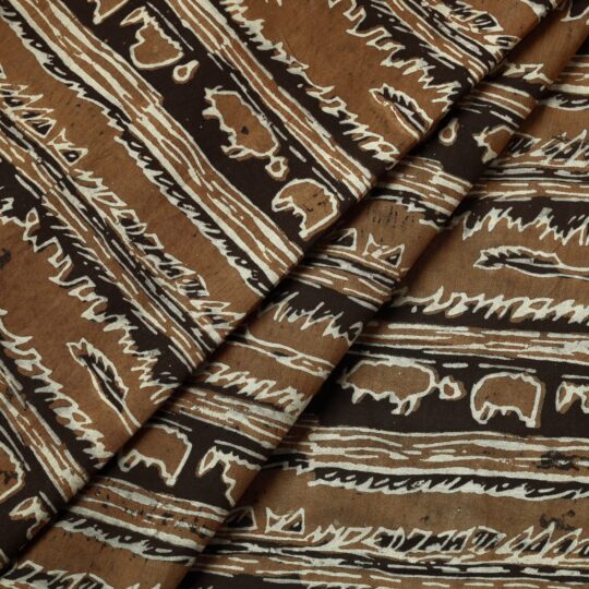 HAVELI CHRONICLES Brown - Akola Hand Block Printed Cotton Fabric - view 2