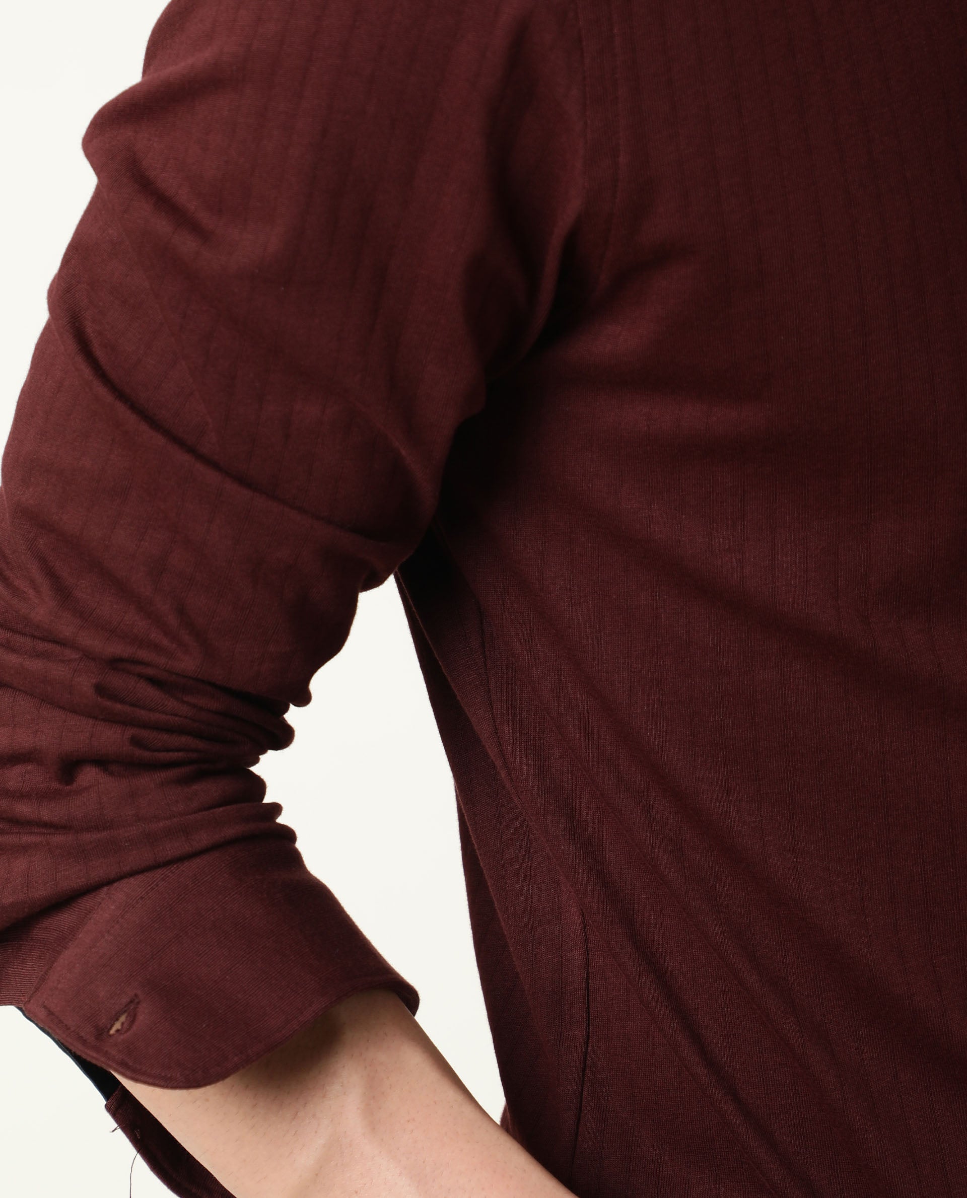 Rare Rabbit Men's Vertical Maroon Cotton Fabric Full Sleeves Striped Shirt - view 8