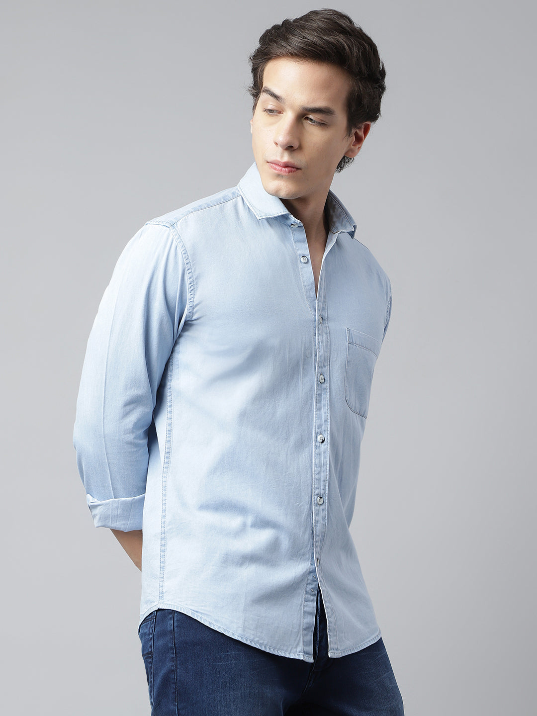 BlackTree Men Ice Blue Standard Fit Solid Casual Shirt - view 6