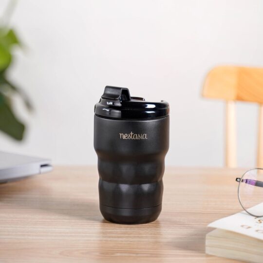 Nestasia Brewster Stainless Steel Spill Proof Coffee Tumbler Black Noir 355ml