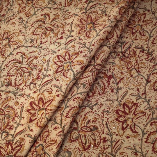 SOUTH KARGHA Beige - Kalamkari Block Printed Cotton Fabric - view 2