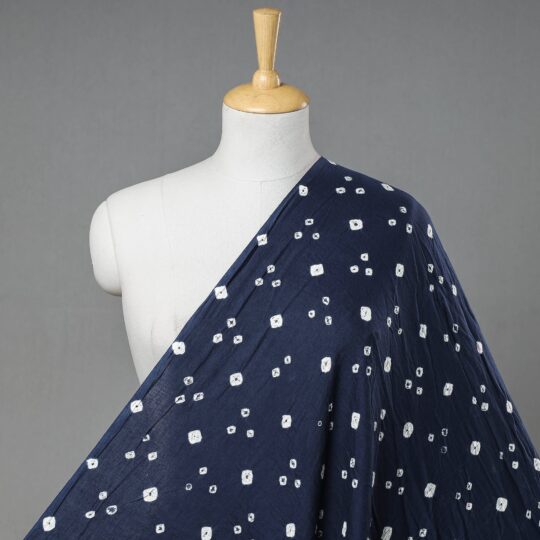KACHCHH JI CHHAAP Serene Blue Kutch Bandhani Tie-Dye Mul Cotton Fabric - view 2