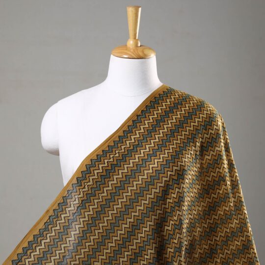 AJRAKH BY SUFIYAN ISMAIL KHATRI Brown - Ajrakh Hand Block Printed Mul Cotton Fabric 04