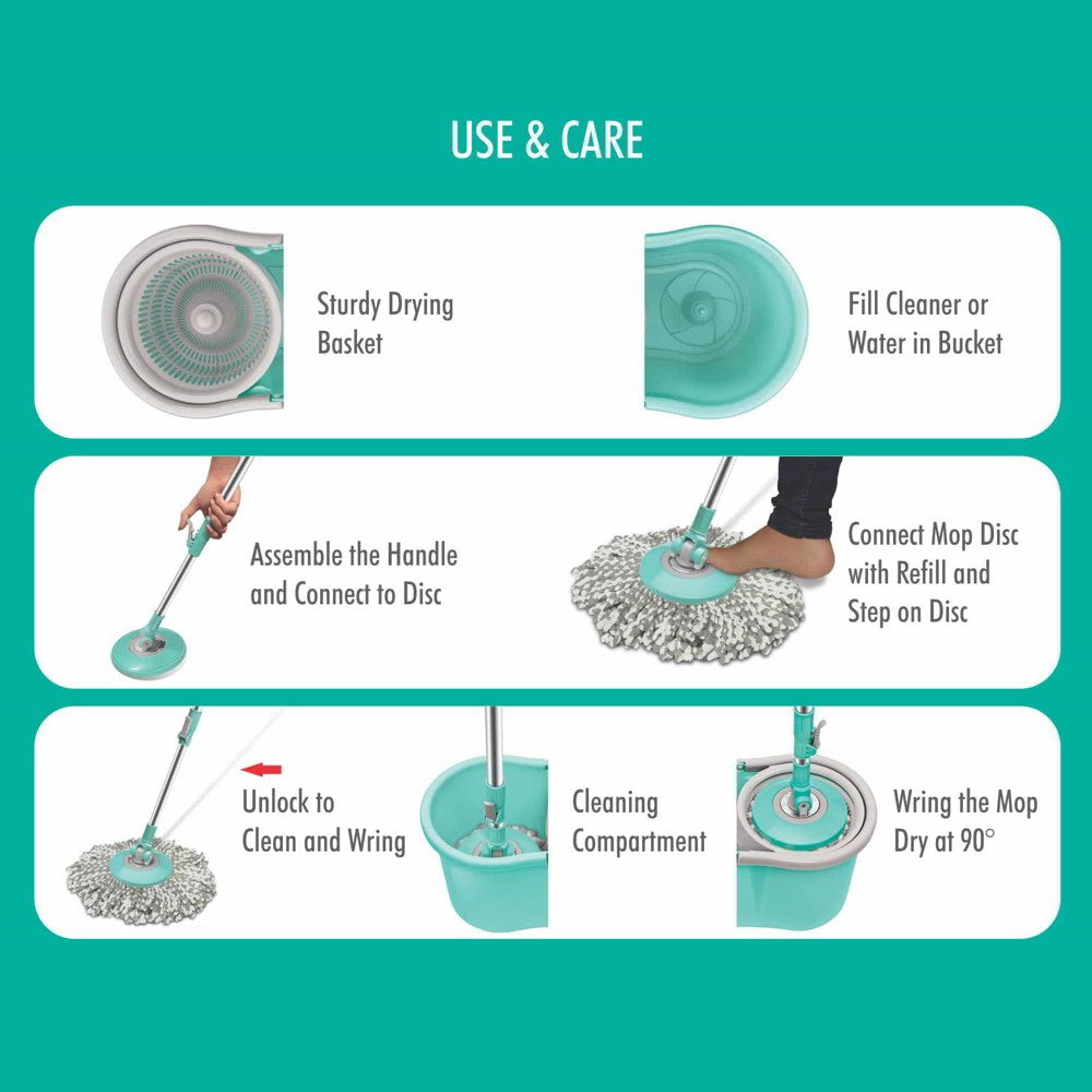 Mini Spin Mop (Spotzero by Milton) – Aqua Green - view 4