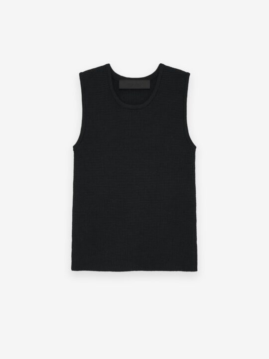 ESSENTIALS Womens Waffle Tank – Black