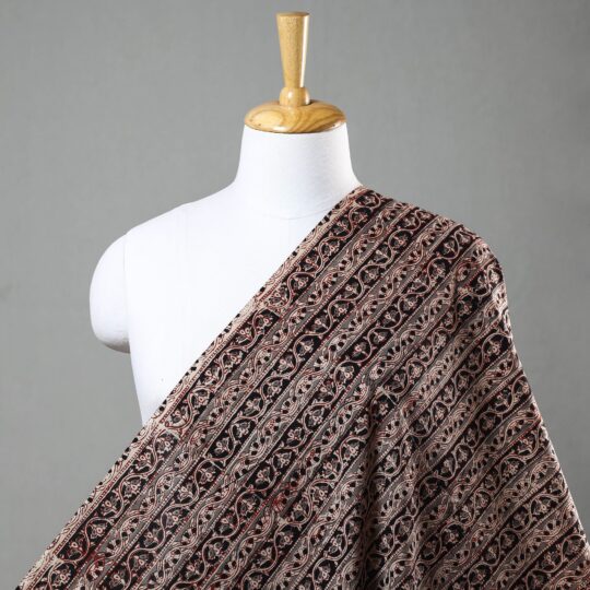 SOUTH KARGHA Black - Kalamkari Block Printed Cotton Fabric