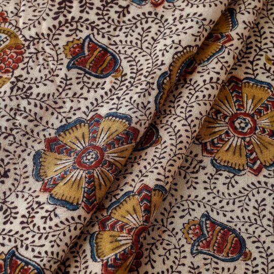 PITCHUKA SRINIVAS KALAMKARI PEDANA Beige - Pedana Kalamkari Hand Block Printed Cotton Fabric - view 2