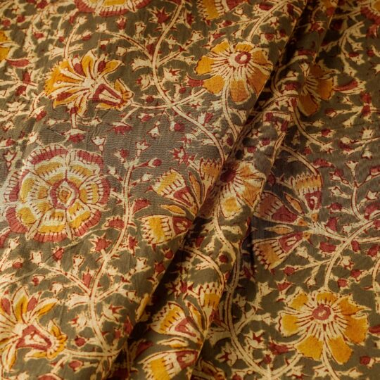 VENKATA BHANU KALAMKARI PEDANA Brown - Pedana Kalamkari Block Printed Cotton Fabric - view 2