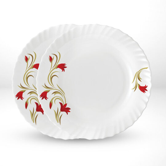 My Borosil Larah by Borosil Red Lily Noodle / Soup Plate Set