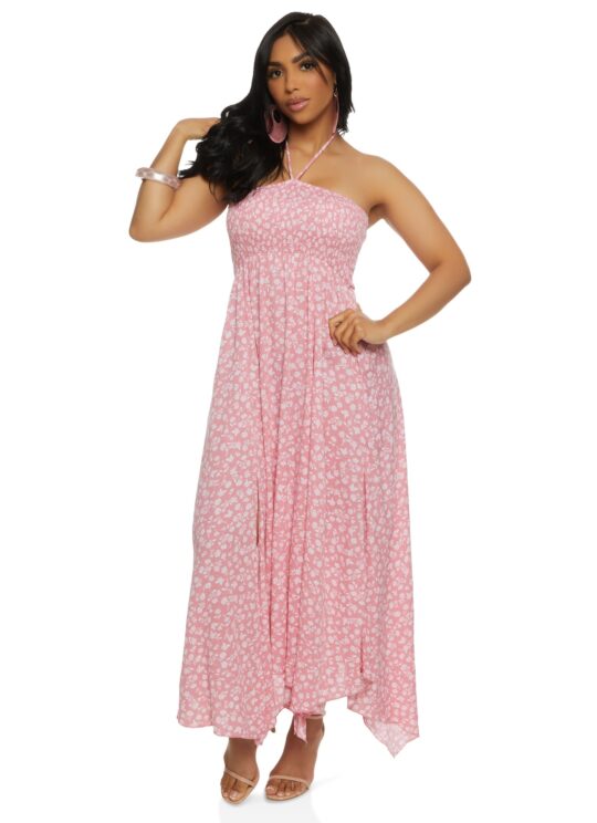 ambiance Floral Print Halter Maxi Dress – Women's