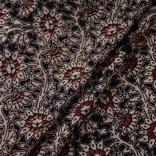 SOUTH KARGHA Black - Natural Dyed Block Print Kalamkari Cotton Fabric 17 - view 2