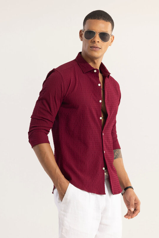 SNITCH AiryCheck Red Seer Sucker Shirt