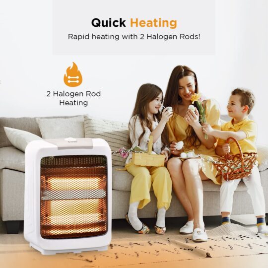 Candes New Infra2 800 Watt Noiseless (ISI Certified) Halogen Room Heater with ABS Body, 2 Stage Heating Controller, Overheating Protection, 2 Rod Heat - view 2