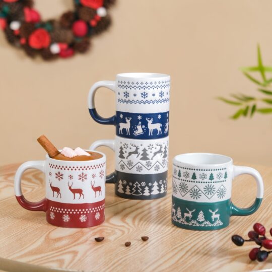 Nestasia Set Of 4 Winter Wonderland Ceramic Coffee Mug 250ml
