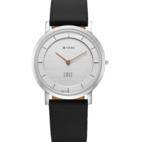 Titan Edge Quartz Analog White Dial Blue Leather Strap Watch For Men 37.3mm NT1595SL06