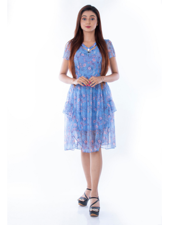 Floral Columbia blue Dress.