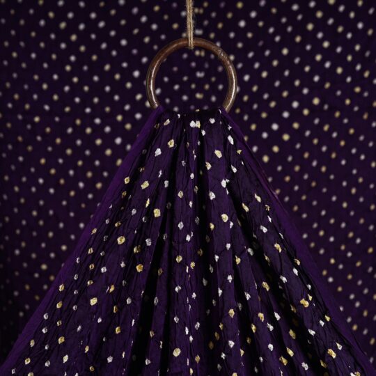 KACHCHH JI CHHAAP Alluring Purple Kutch Bandhani Tie-Dye Modal Silk Fabric