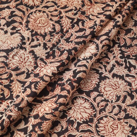 PITCHUKA SRINIVAS KALAMKARI PEDANA Black - Pedana Kalamkari Hand Block Printed Cotton Fabric - view 2