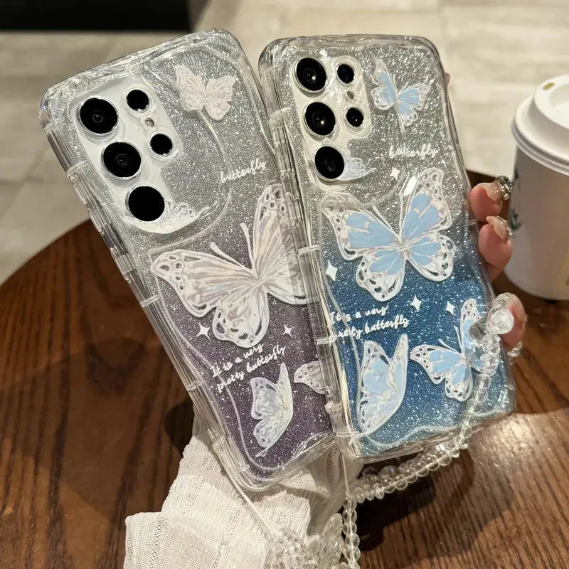 Peeperly Gradient Sparkle Butterfly Transparent Case - Samsung
