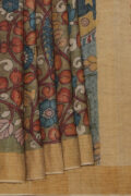 Kalanjali Kalamkari Hand-Painted Tussar Silk Saree