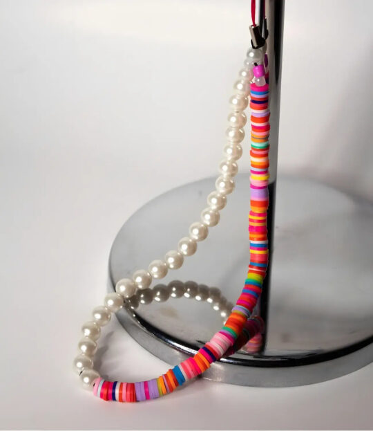The Case Company Half Pearl Half Rainbow Beaded Phone Charm
