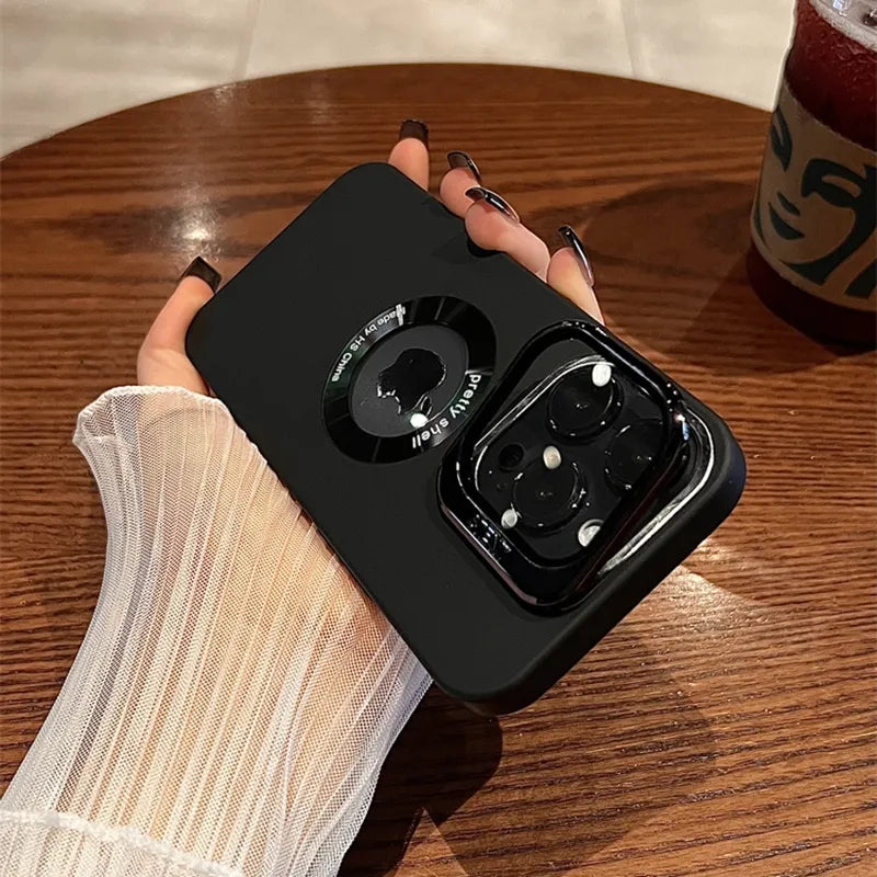 Apple iPhone 15 Series Luxury Camera Protector Stand Case With Logo Cut - view 21