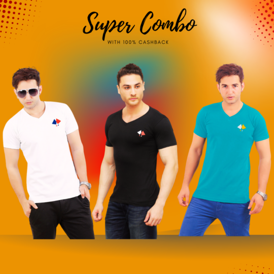 Buy pack of triple-imported fabric BlackTree t-shirts and get 100% cashback.
