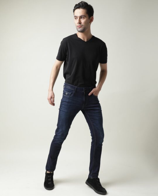 Rare Rabbit Men's Austin Navy Mid-Rise Dark Wash Slim Fit Jeans - view 2