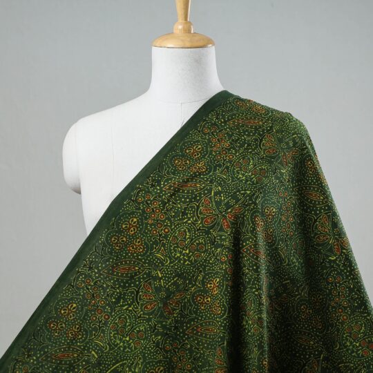KACHCHH JI CHHAAP Green - Ajrakh Block Printed Cotton Fabric