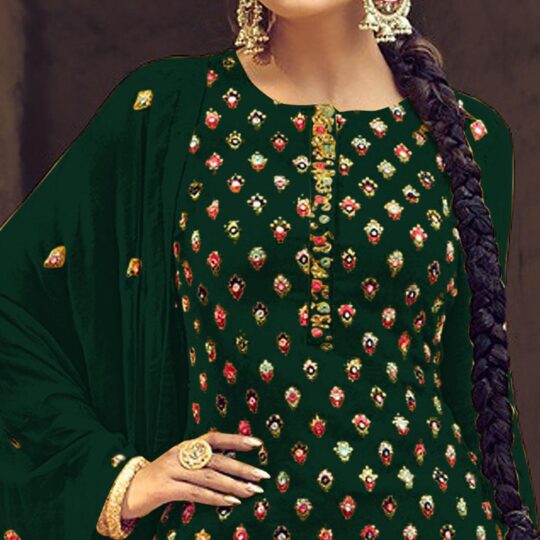 BlackTree green-partywear-embroidered-with-sequence-work-heavy-faux-georgette-patiala-suit-115245 - view 2