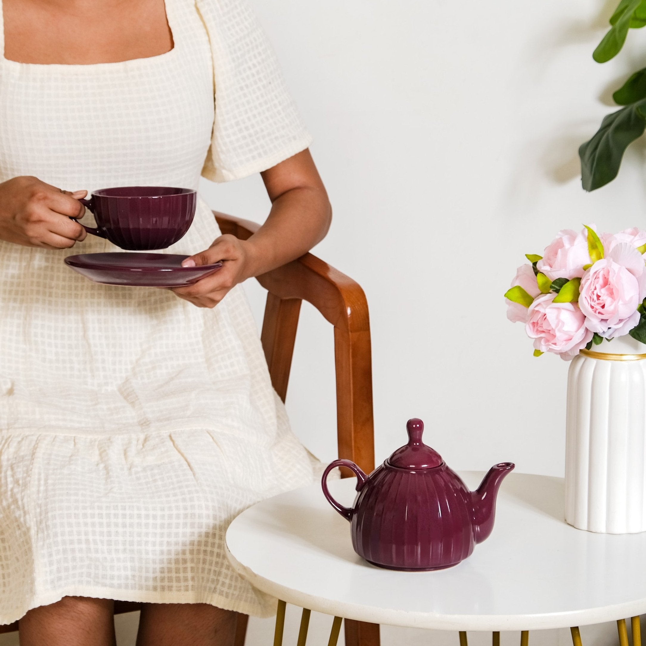 Nestasia Ceramic Ambrosia One Cup Tea Set Plum - view 4