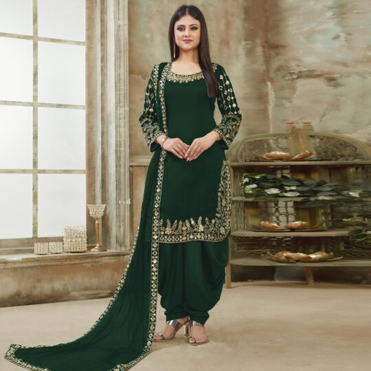 BlackTree green-embroidered-georgette-patiala-suit - view 2
